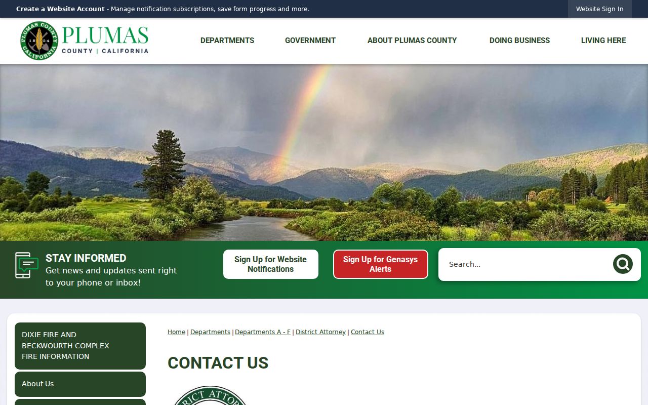 Plumas County Portola criminal records District Attorney contact directory