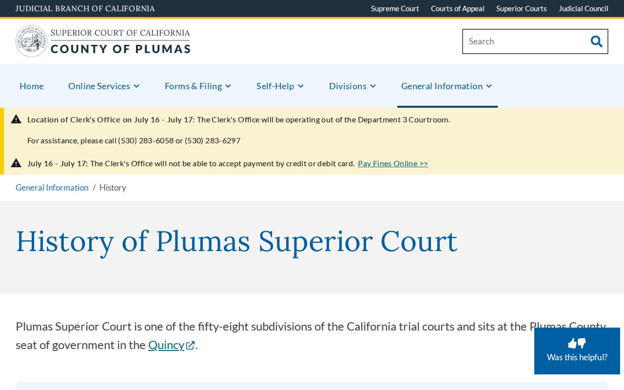 History of the Plumas County courthouse and court records